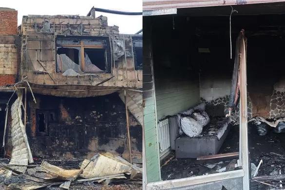 House of the eco-activist Andrei Panushkin after the arson, December 2022 / Photo provided by Panushkin